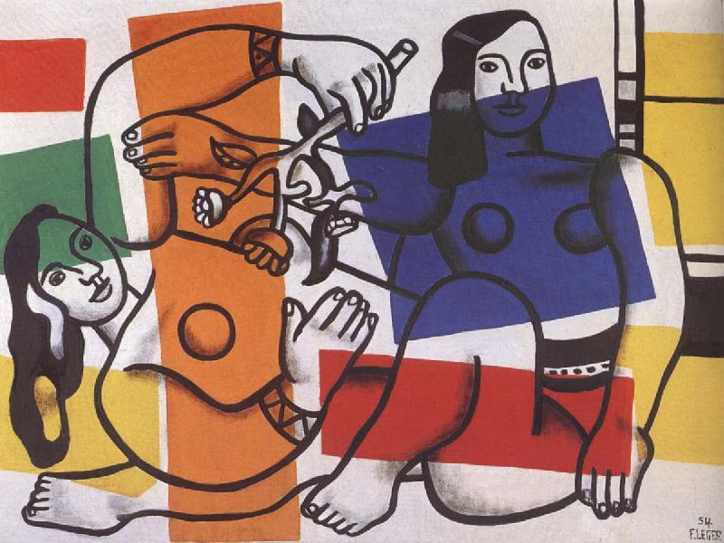Fernand Leger Two women with flowers in hand oil painting image